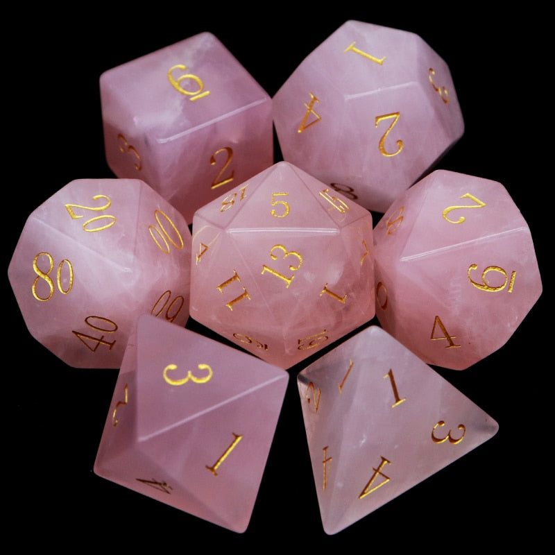 Enchanter's Gems : Rose Quartz dice set